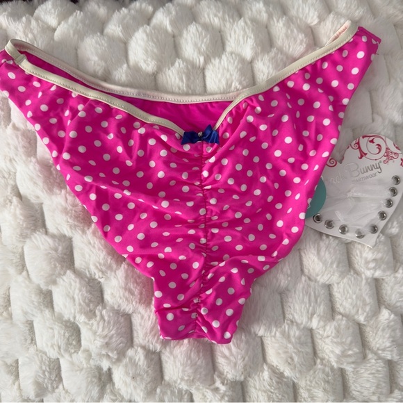 Beach Bunny Pink Polka Dot Bikini Bottom Sz L Nwt - Picture 6 of 10